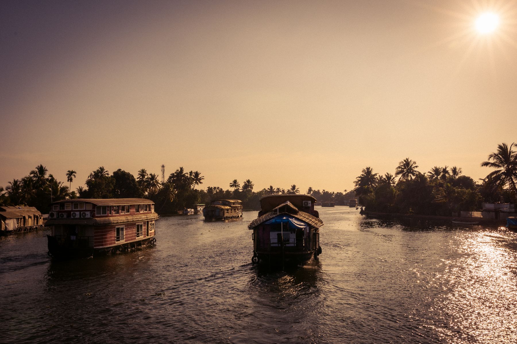 Boats On The Kerala Backwaters